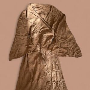 maha house beige wrap maxi kimono dress